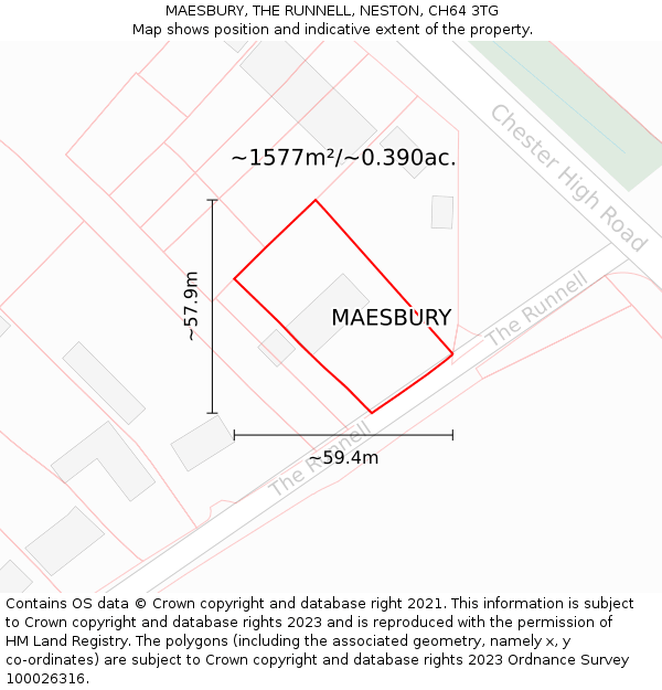 MAESBURY, THE RUNNELL, NESTON, CH64 3TG: Plot and title map