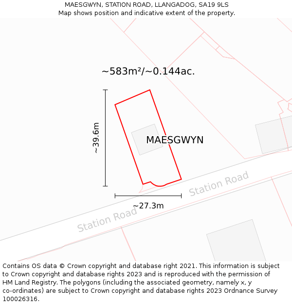 MAESGWYN, STATION ROAD, LLANGADOG, SA19 9LS: Plot and title map