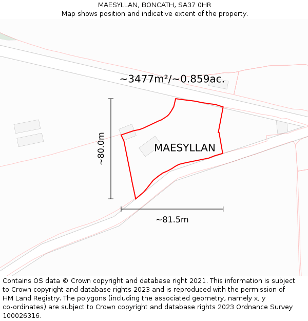 MAESYLLAN, BONCATH, SA37 0HR: Plot and title map