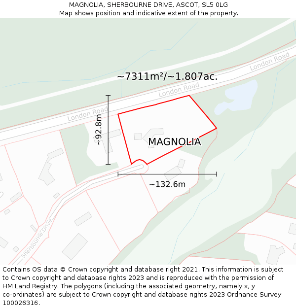 MAGNOLIA, SHERBOURNE DRIVE, ASCOT, SL5 0LG: Plot and title map