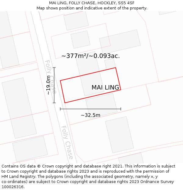 MAI LING, FOLLY CHASE, HOCKLEY, SS5 4SF: Plot and title map