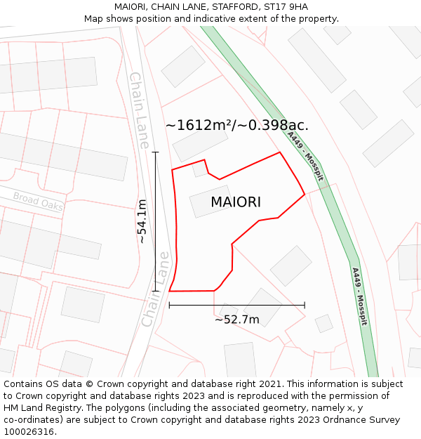 MAIORI, CHAIN LANE, STAFFORD, ST17 9HA: Plot and title map