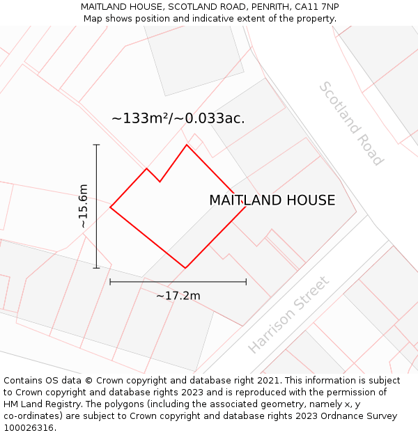 MAITLAND HOUSE, SCOTLAND ROAD, PENRITH, CA11 7NP: Plot and title map