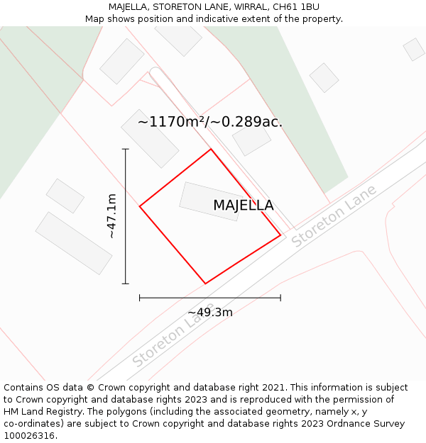 MAJELLA, STORETON LANE, WIRRAL, CH61 1BU: Plot and title map