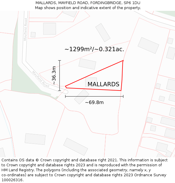 MALLARDS, MAYFIELD ROAD, FORDINGBRIDGE, SP6 1DU: Plot and title map