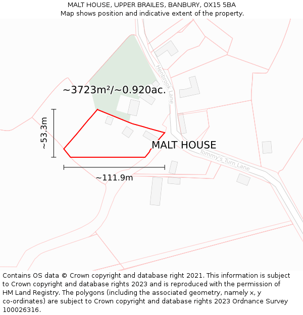 MALT HOUSE, UPPER BRAILES, BANBURY, OX15 5BA: Plot and title map