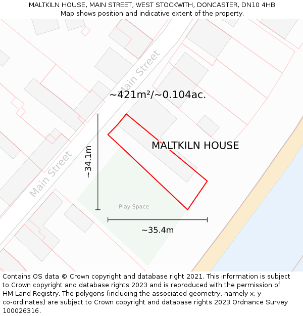 MALTKILN HOUSE, MAIN STREET, WEST STOCKWITH, DONCASTER, DN10 4HB: Plot and title map