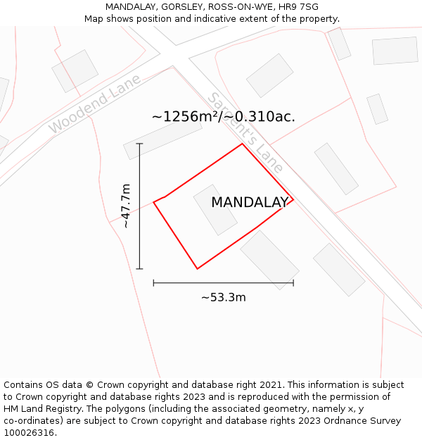 MANDALAY, GORSLEY, ROSS-ON-WYE, HR9 7SG: Plot and title map