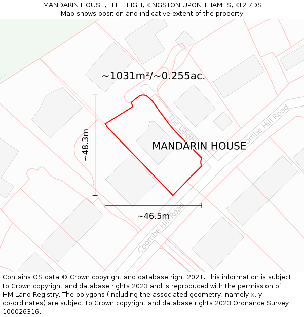 MANDARIN HOUSE, THE LEIGH, KINGSTON UPON THAMES, KT2 7DS: Plot and title map