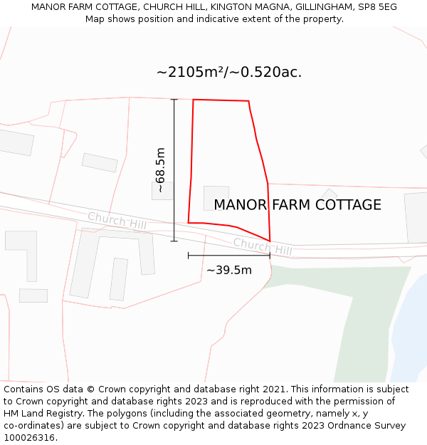 MANOR FARM COTTAGE, CHURCH HILL, KINGTON MAGNA, GILLINGHAM, SP8 5EG: Plot and title map