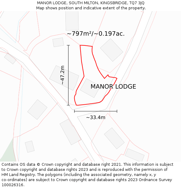MANOR LODGE, SOUTH MILTON, KINGSBRIDGE, TQ7 3JQ: Plot and title map