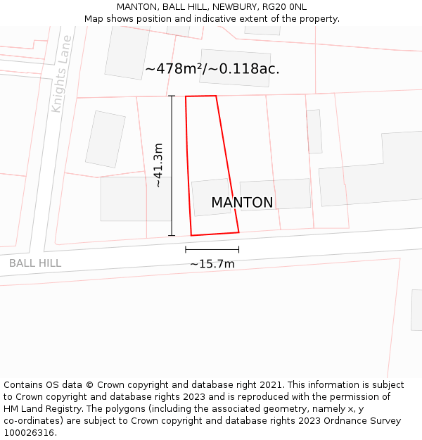 MANTON, BALL HILL, NEWBURY, RG20 0NL: Plot and title map