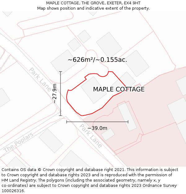 MAPLE COTTAGE, THE GROVE, EXETER, EX4 9HT: Plot and title map