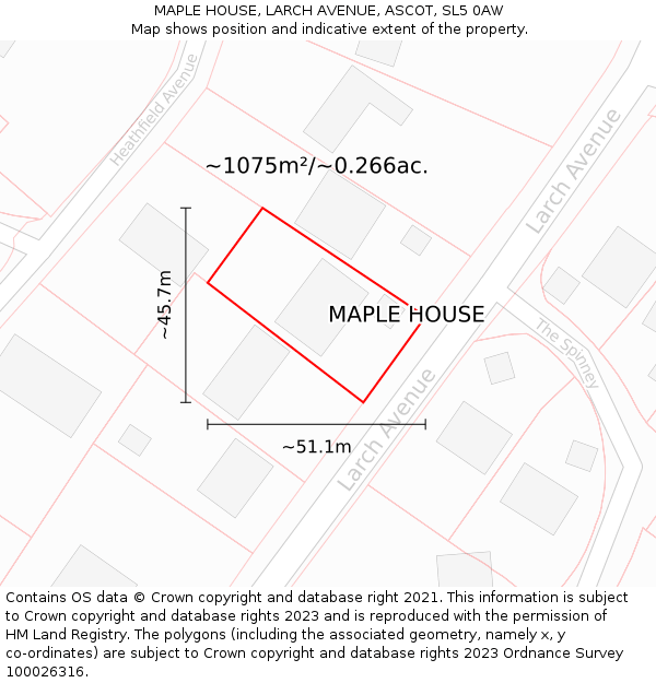 MAPLE HOUSE, LARCH AVENUE, ASCOT, SL5 0AW: Plot and title map