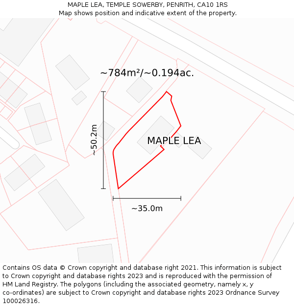 MAPLE LEA, TEMPLE SOWERBY, PENRITH, CA10 1RS: Plot and title map
