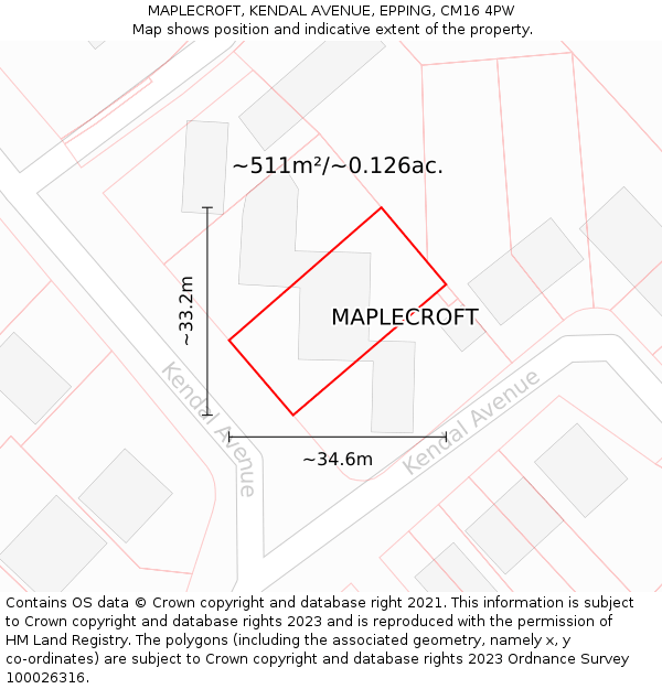 MAPLECROFT, KENDAL AVENUE, EPPING, CM16 4PW: Plot and title map