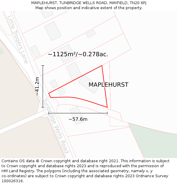 MAPLEHURST, TUNBRIDGE WELLS ROAD, MAYFIELD, TN20 6PJ: Plot and title map