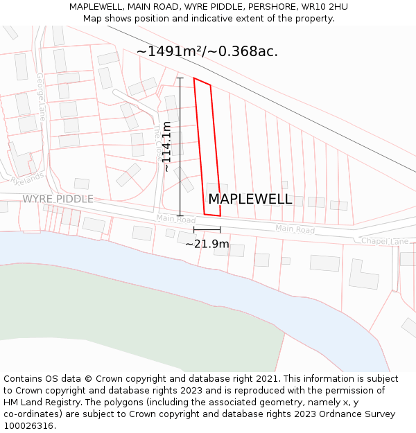 MAPLEWELL, MAIN ROAD, WYRE PIDDLE, PERSHORE, WR10 2HU: Plot and title map