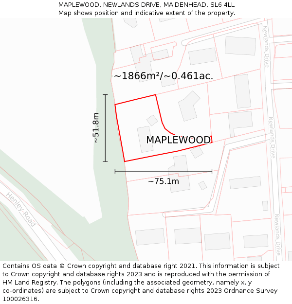 MAPLEWOOD, NEWLANDS DRIVE, MAIDENHEAD, SL6 4LL: Plot and title map