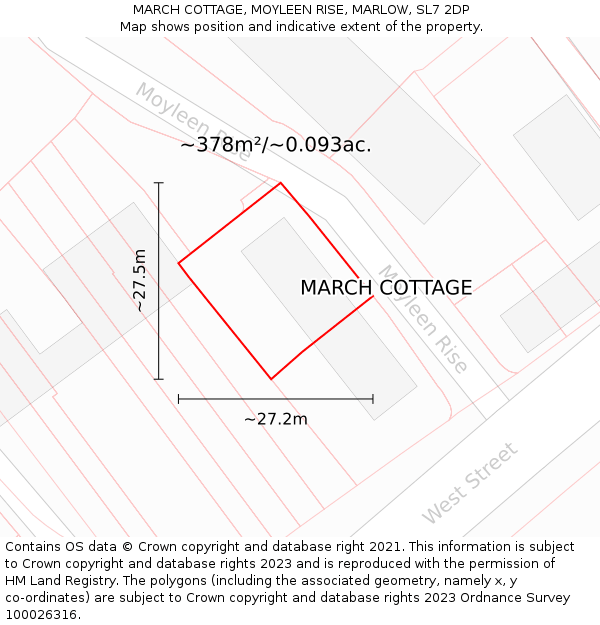 MARCH COTTAGE, MOYLEEN RISE, MARLOW, SL7 2DP: Plot and title map