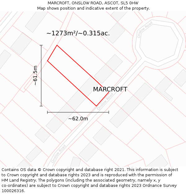 MARCROFT, ONSLOW ROAD, ASCOT, SL5 0HW: Plot and title map