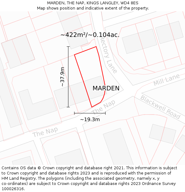 MARDEN, THE NAP, KINGS LANGLEY, WD4 8ES: Plot and title map