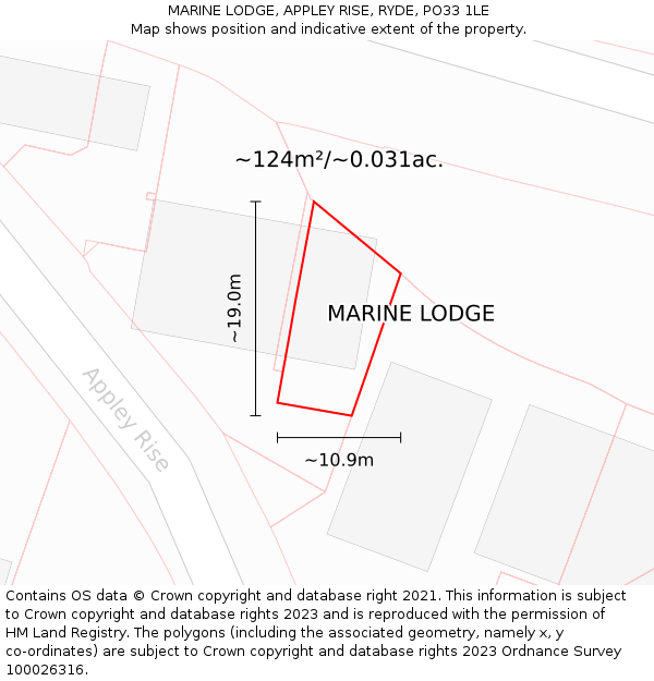 MARINE LODGE, APPLEY RISE, RYDE, PO33 1LE: Plot and title map