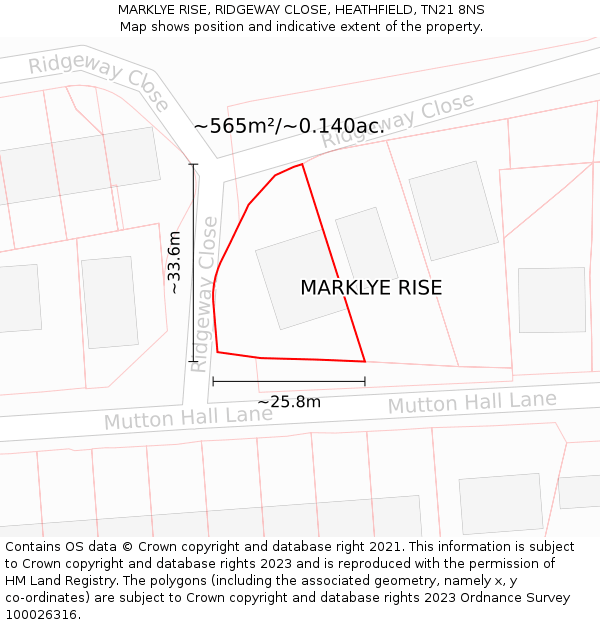 MARKLYE RISE, RIDGEWAY CLOSE, HEATHFIELD, TN21 8NS: Plot and title map