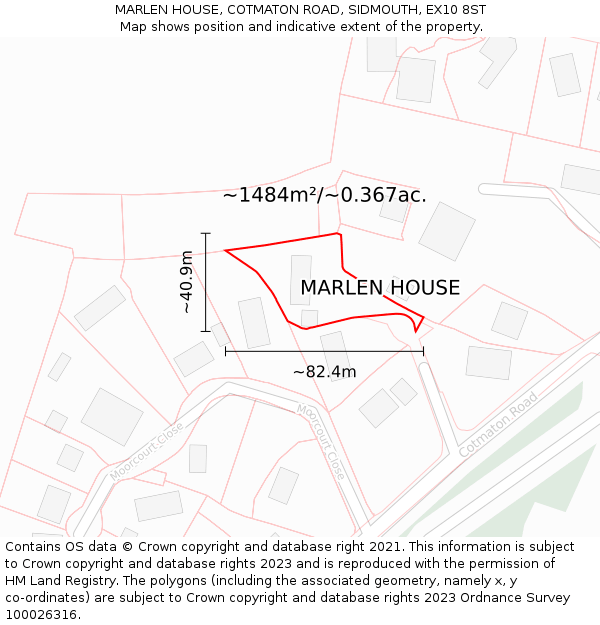 MARLEN HOUSE, COTMATON ROAD, SIDMOUTH, EX10 8ST: Plot and title map