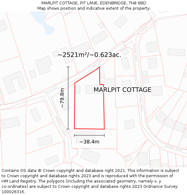 MARLPIT COTTAGE, PIT LANE, EDENBRIDGE, TN8 6BD: Plot and title map