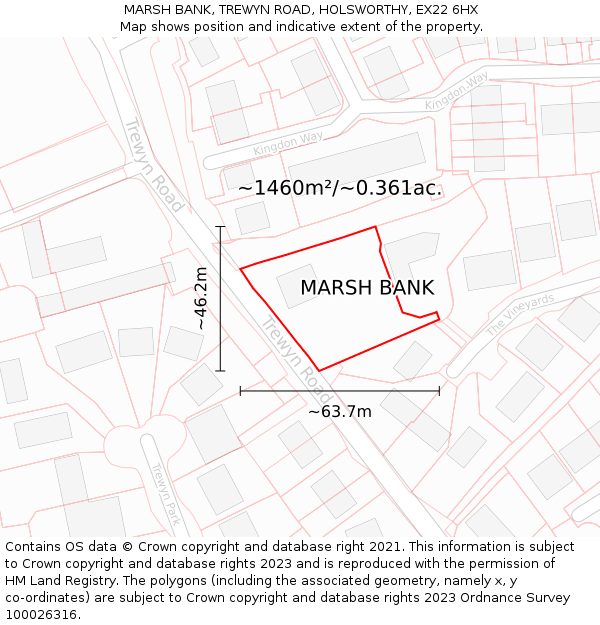 MARSH BANK, TREWYN ROAD, HOLSWORTHY, EX22 6HX: Plot and title map