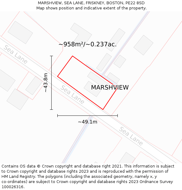 MARSHVIEW, SEA LANE, FRISKNEY, BOSTON, PE22 8SD: Plot and title map