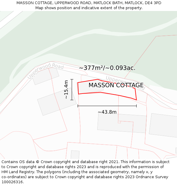 MASSON COTTAGE, UPPERWOOD ROAD, MATLOCK BATH, MATLOCK, DE4 3PD: Plot and title map