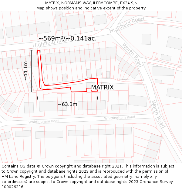 MATRIX, NORMANS WAY, ILFRACOMBE, EX34 9JN: Plot and title map