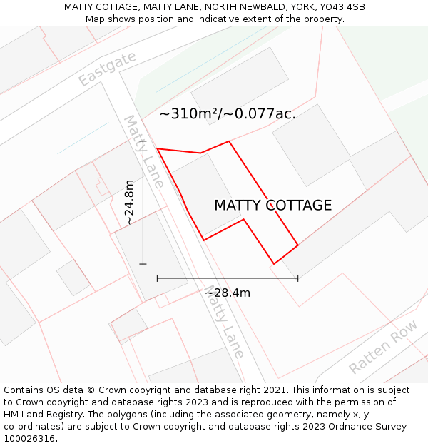 MATTY COTTAGE, MATTY LANE, NORTH NEWBALD, YORK, YO43 4SB: Plot and title map