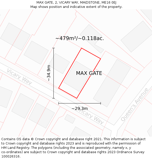 MAX GATE, 2, VICARY WAY, MAIDSTONE, ME16 0EJ: Plot and title map