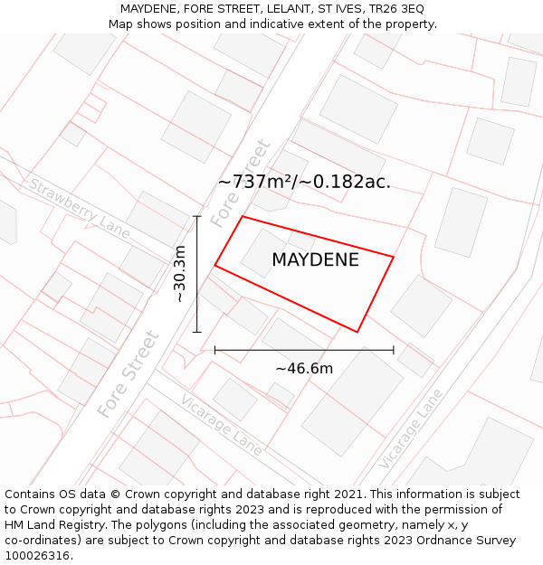 MAYDENE, FORE STREET, LELANT, ST IVES, TR26 3EQ: Plot and title map
