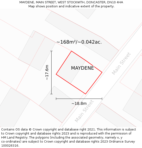 MAYDENE, MAIN STREET, WEST STOCKWITH, DONCASTER, DN10 4HA: Plot and title map
