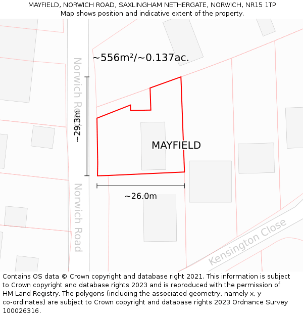 MAYFIELD, NORWICH ROAD, SAXLINGHAM NETHERGATE, NORWICH, NR15 1TP: Plot and title map