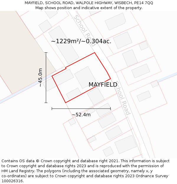 MAYFIELD, SCHOOL ROAD, WALPOLE HIGHWAY, WISBECH, PE14 7QQ: Plot and title map