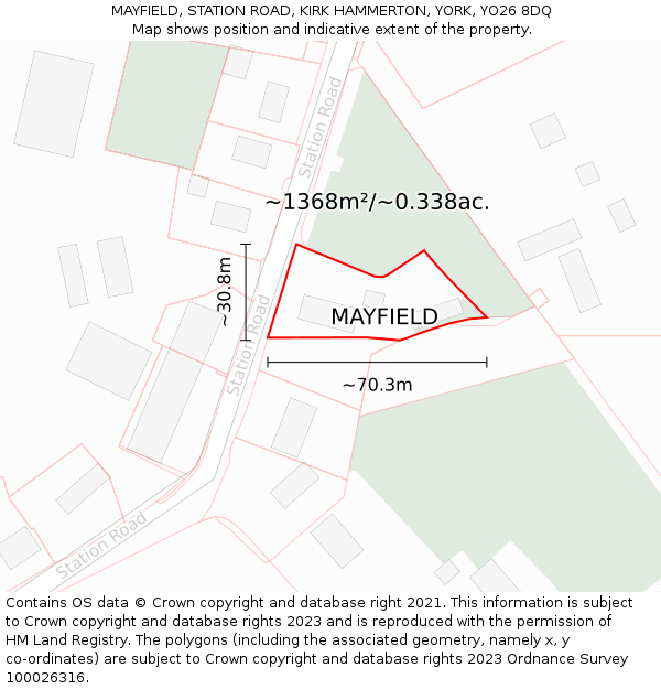 MAYFIELD, STATION ROAD, KIRK HAMMERTON, YORK, YO26 8DQ: Plot and title map