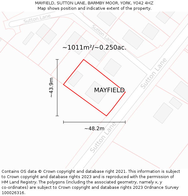 MAYFIELD, SUTTON LANE, BARMBY MOOR, YORK, YO42 4HZ: Plot and title map