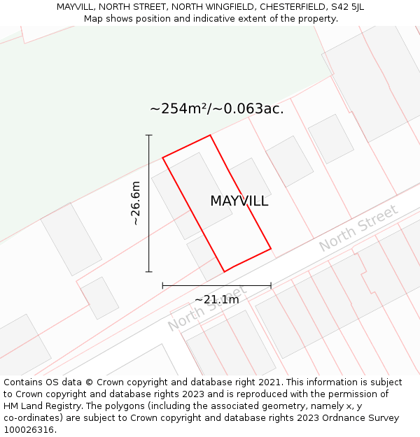 MAYVILL, NORTH STREET, NORTH WINGFIELD, CHESTERFIELD, S42 5JL: Plot and title map