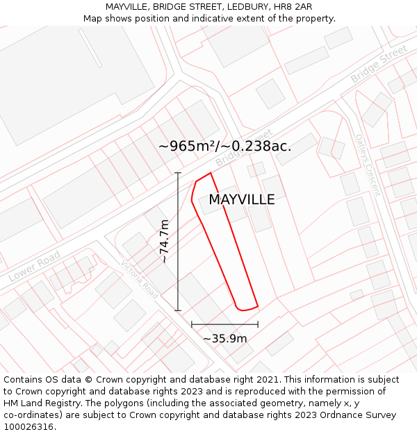 MAYVILLE, BRIDGE STREET, LEDBURY, HR8 2AR: Plot and title map
