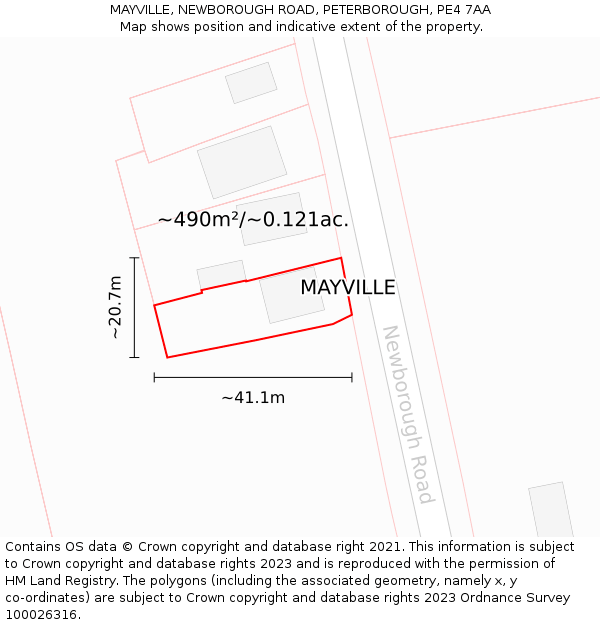 MAYVILLE, NEWBOROUGH ROAD, PETERBOROUGH, PE4 7AA: Plot and title map