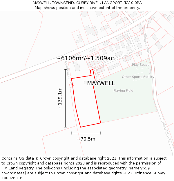 MAYWELL, TOWNSEND, CURRY RIVEL, LANGPORT, TA10 0PA: Plot and title map