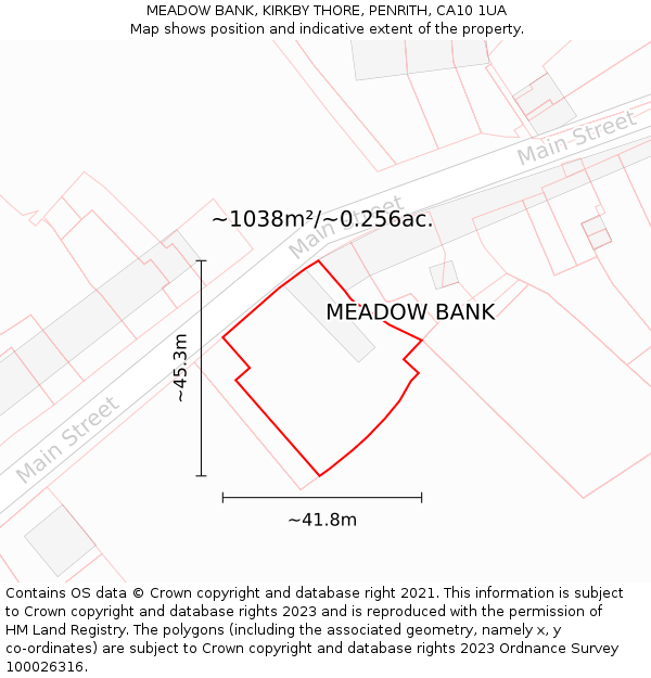 MEADOW BANK, KIRKBY THORE, PENRITH, CA10 1UA: Plot and title map