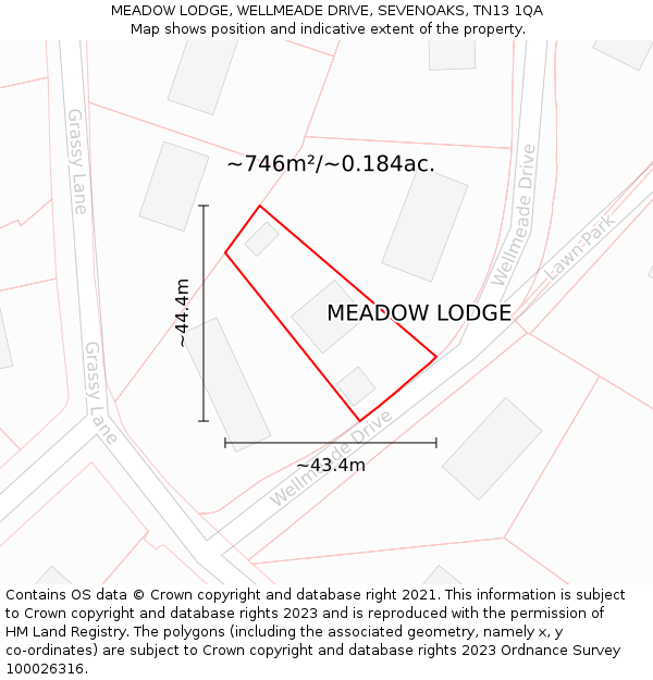 MEADOW LODGE, WELLMEADE DRIVE, SEVENOAKS, TN13 1QA: Plot and title map