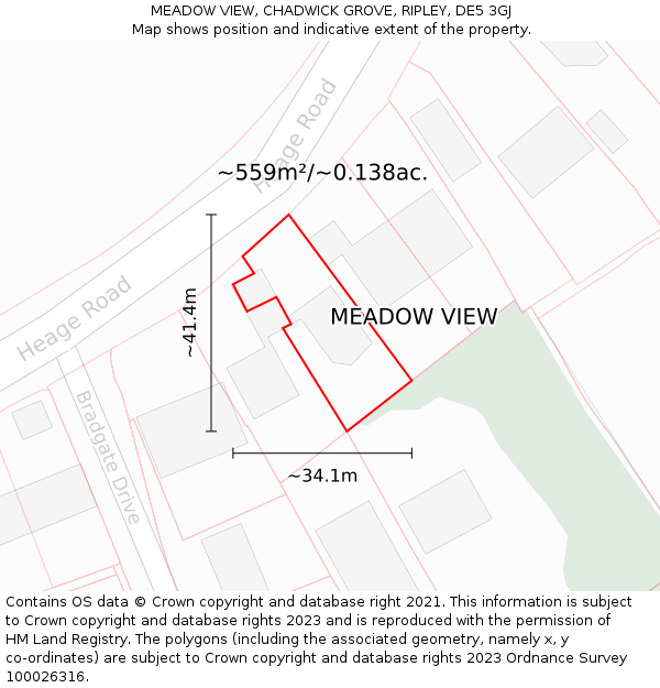MEADOW VIEW, CHADWICK GROVE, RIPLEY, DE5 3GJ: Plot and title map