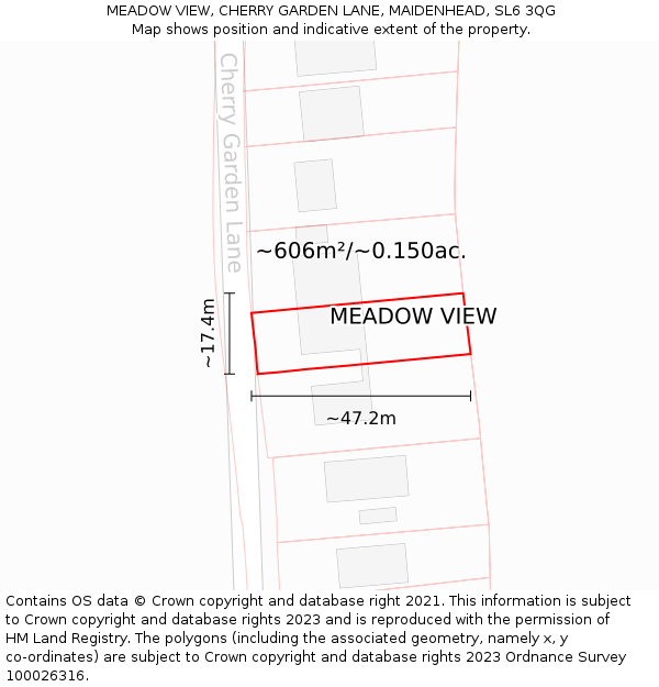 MEADOW VIEW, CHERRY GARDEN LANE, MAIDENHEAD, SL6 3QG: Plot and title map